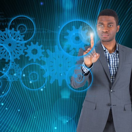 man-using-futuristic-technology